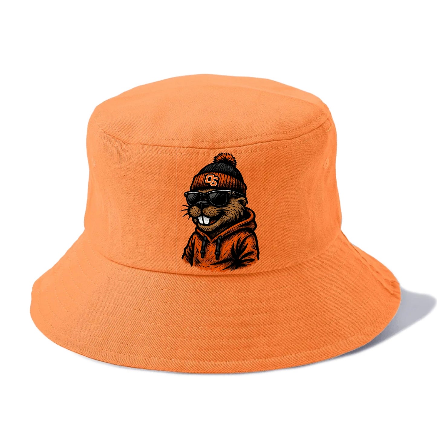 Corvallis Beaver wearing Oregon State beanie with OS patch - Bucket Hat - Terracotta Clay(Orange)