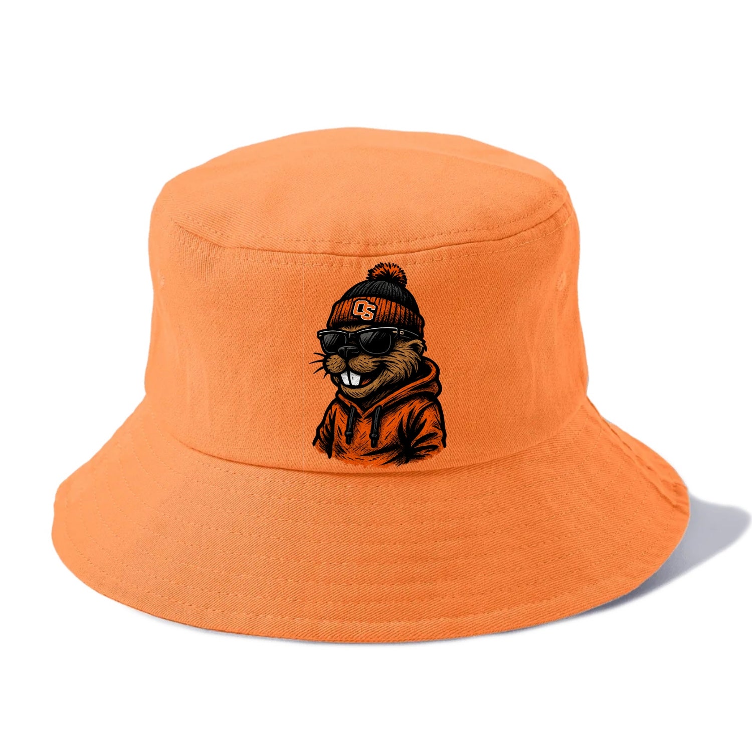 Corvallis Beaver wearing Oregon State beanie with OS patch - Bucket Hat - Terracotta Clay(Orange)