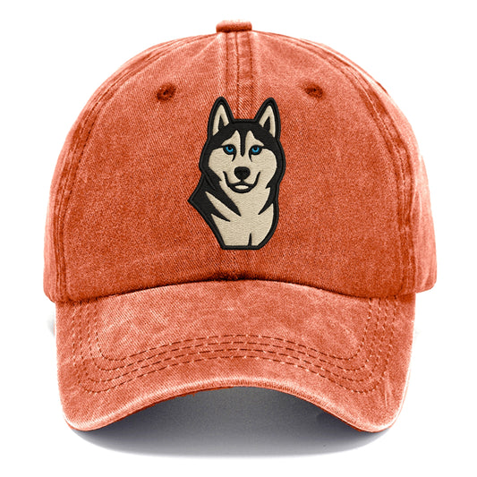 Husky - Blue eyes close-up portrait - Classic Cap - Terracotta Clay(Orange)