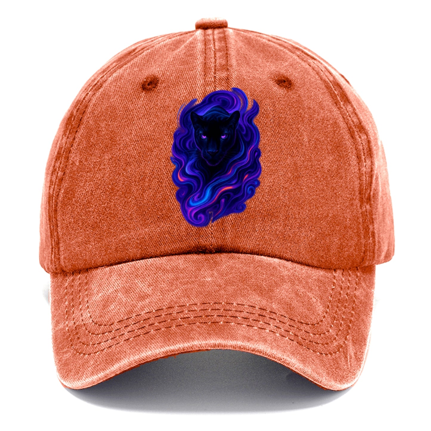 Sleek black panther emerging from swirls of deep purple and electric blue, - Classic Cap - Terracotta Clay(Orange)