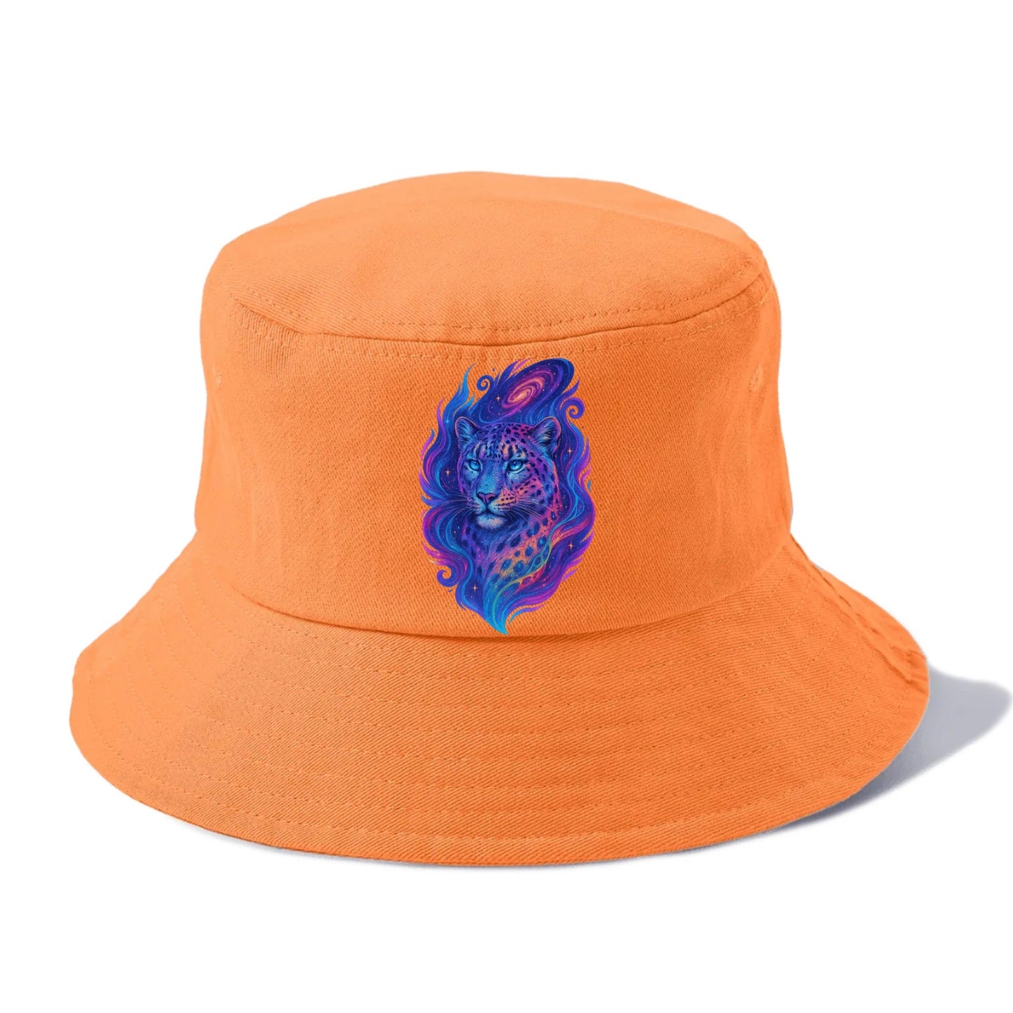 Majestic snow leopard with rainbow gradient spots, crystalline flowing patterns, - Bucket Hat - Terracotta Clay(Orange)