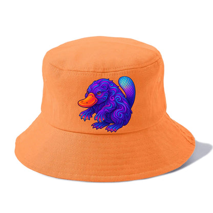 Quirky platypus with bill glowing in neon orange, beaver tail with holographic scales, - Bucket Hat - Terracotta Clay(Orange)