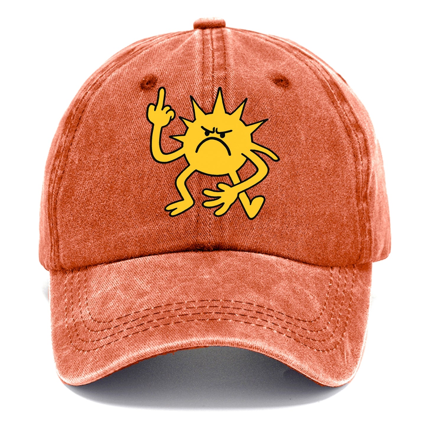 MORNINGS ARE PUNISHMENT | Grumpy sun with middle finger - Classic Cap - Terracotta Clay(Orange)