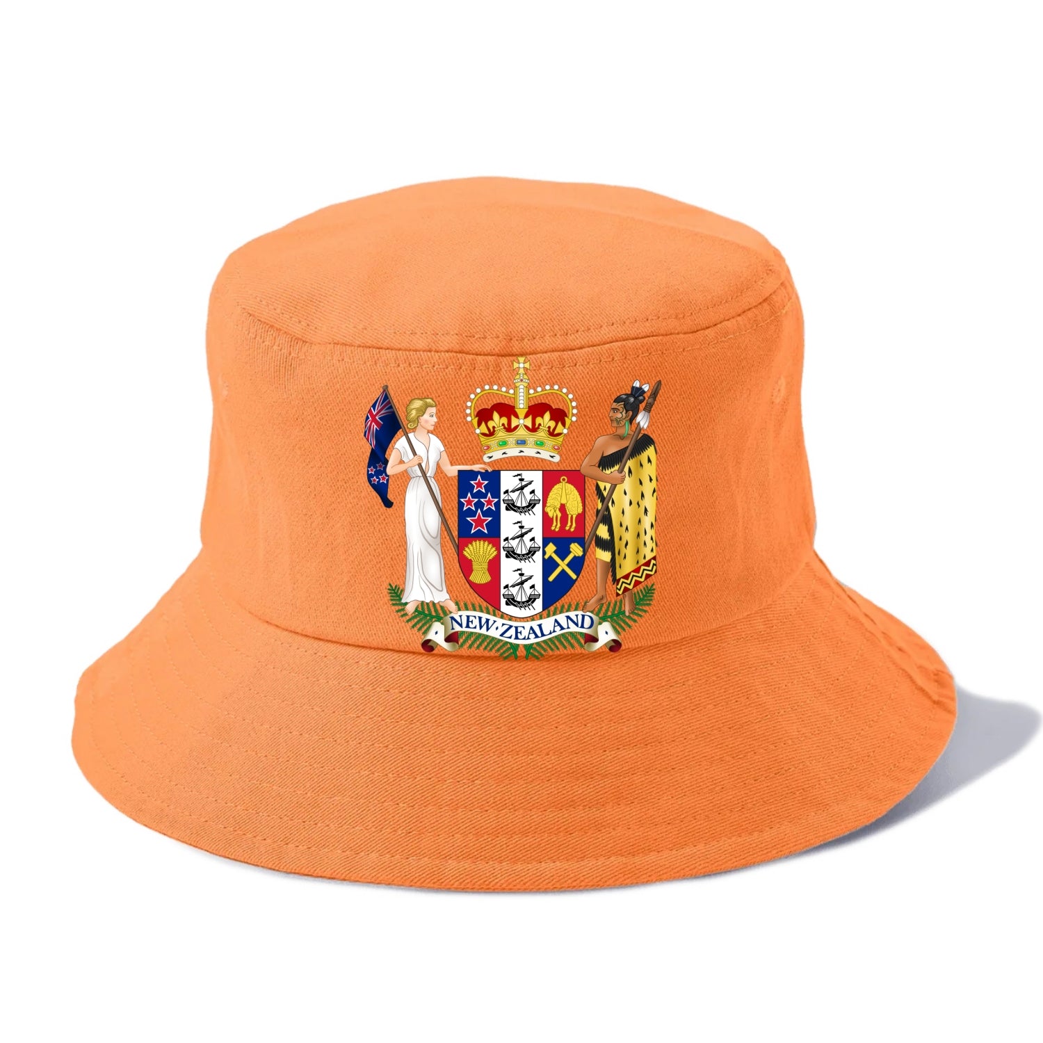 Coat Of Arms Of New Zealand - Bucket Hat - Terracotta Clay(Orange)