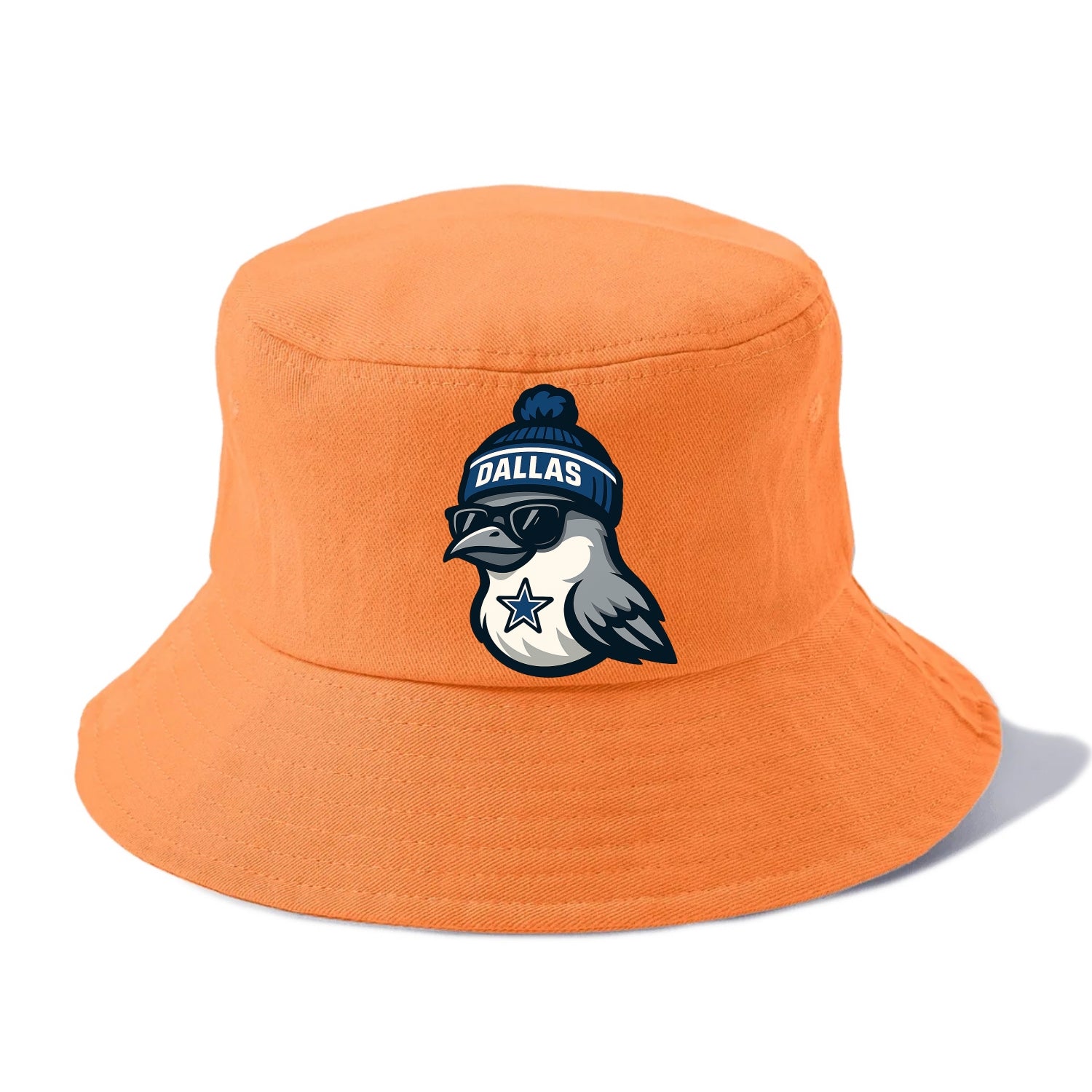 Dallas Mockingbird wearing Cowboys beanie with sheriff star and wayfarer sunglasses - Bucket Hat - Terracotta Clay(Orange)