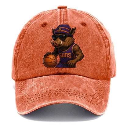 Phoenix Javelina wearing Suns beanie with cactus patch and wayfarer sunglasses - Classic Cap - Terracotta Clay(Orange)
