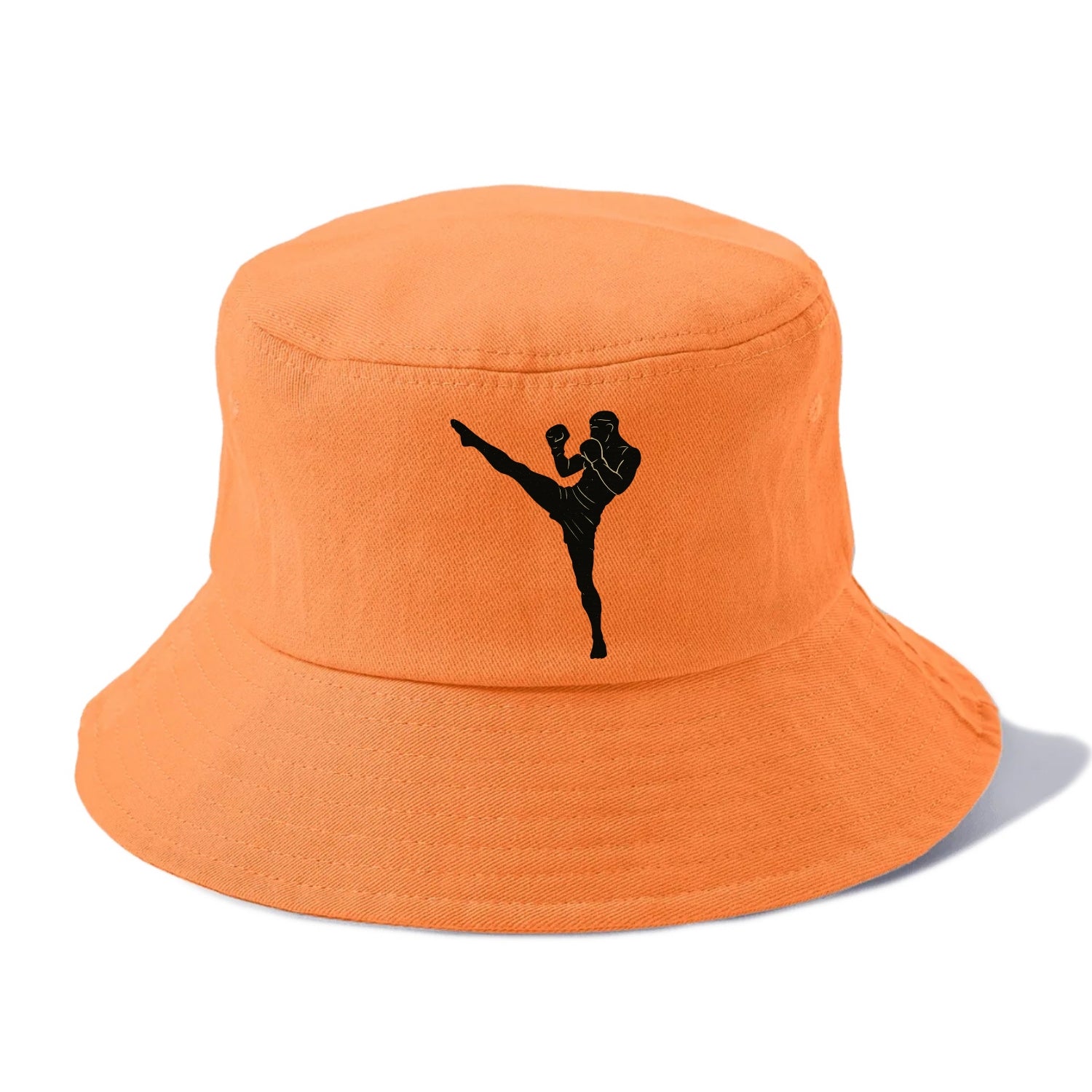 Kickboxer delivering roundhouse kick - Bucket Hat - Terracotta Clay(Orange)