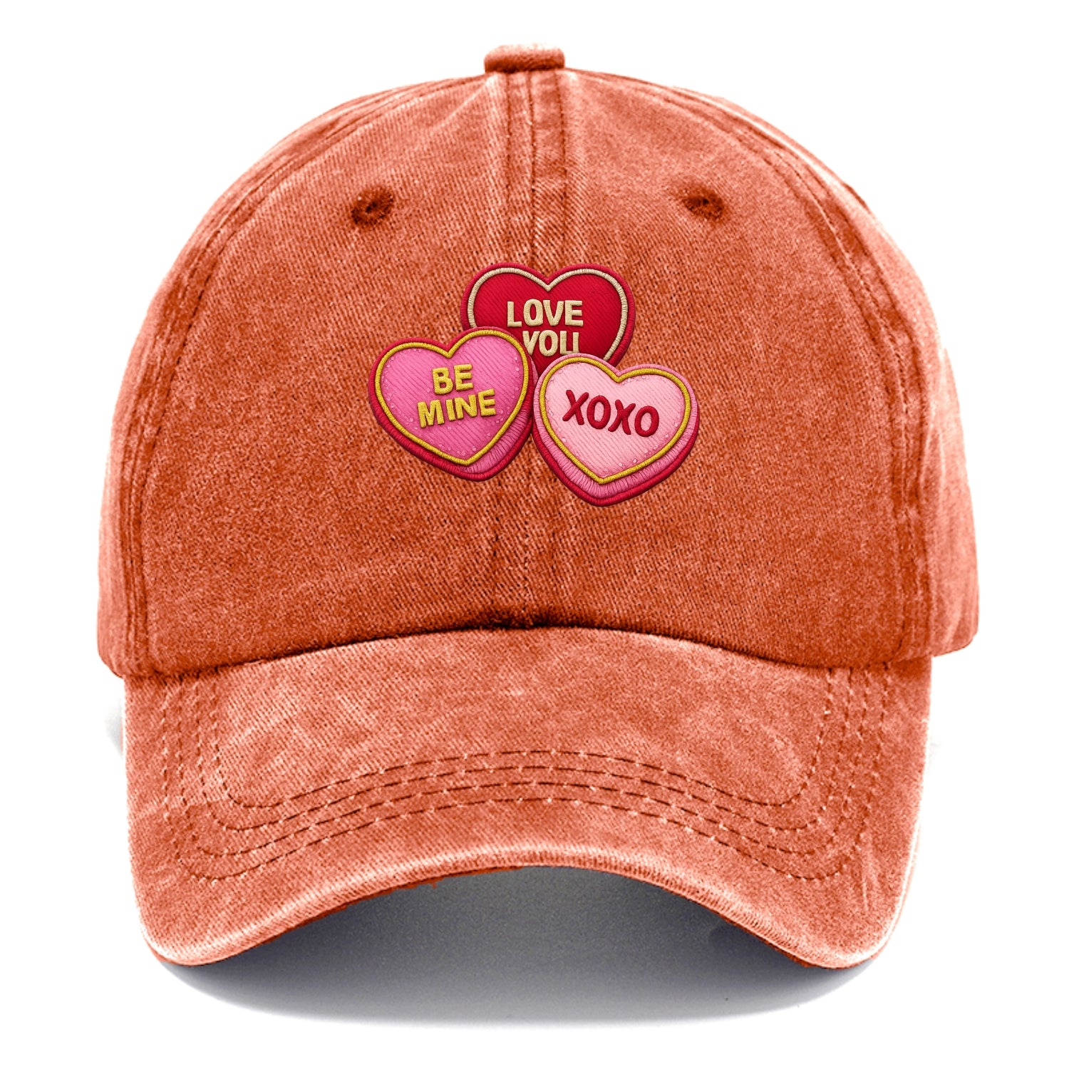 VALENTINES HEARTS - candy hearts in pink and red , love day - Classic Cap - Terracotta Clay(Orange)