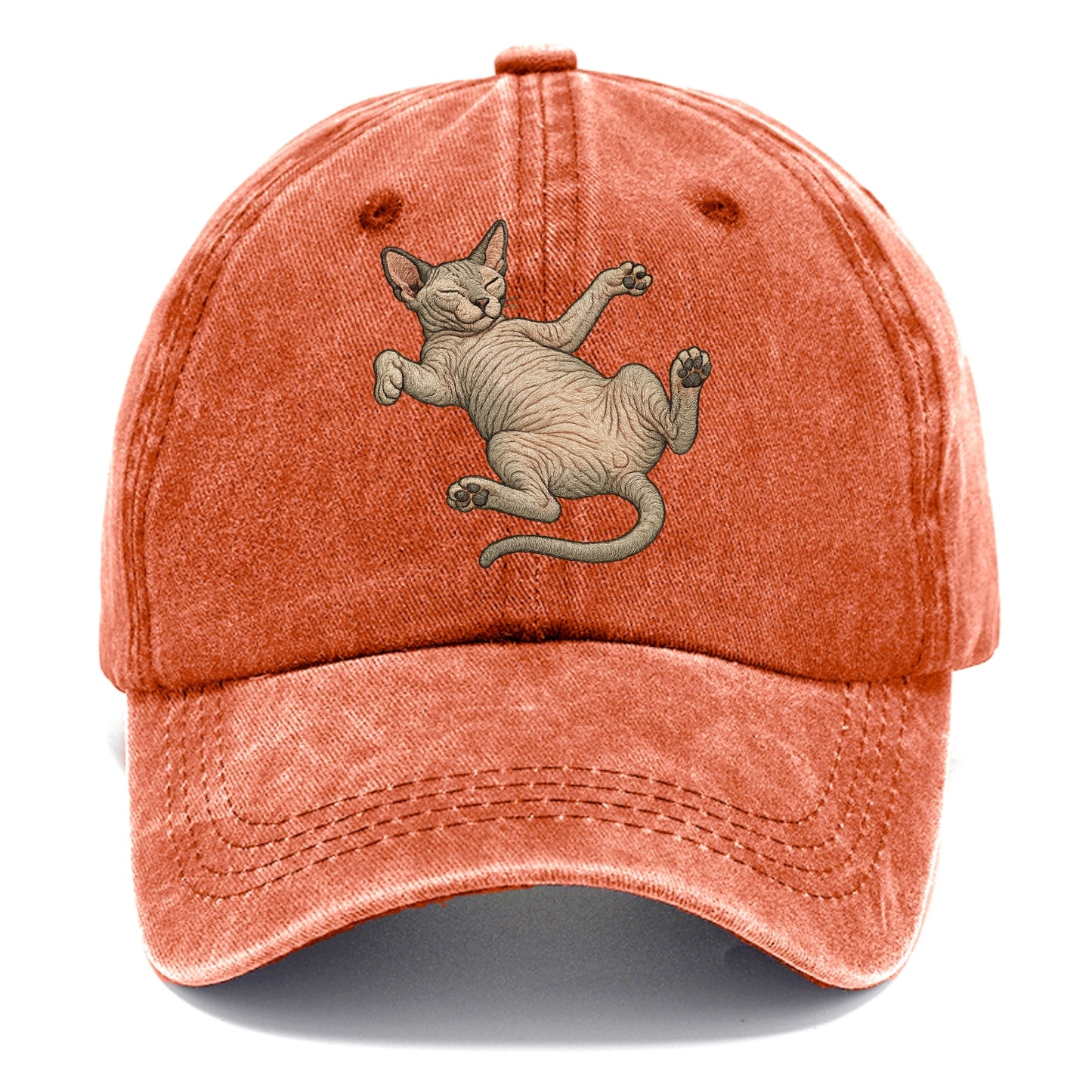 Sphynx  fully relaxed sprawled out embro Classic Cap - Terracotta Clay(Orange)
