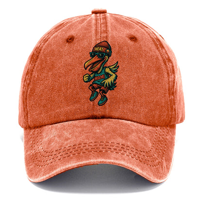 Miami Pelican wearing Heat beanie with sunset patch and wayfarer sunglasses - Classic Cap - Terracotta Clay(Orange)
