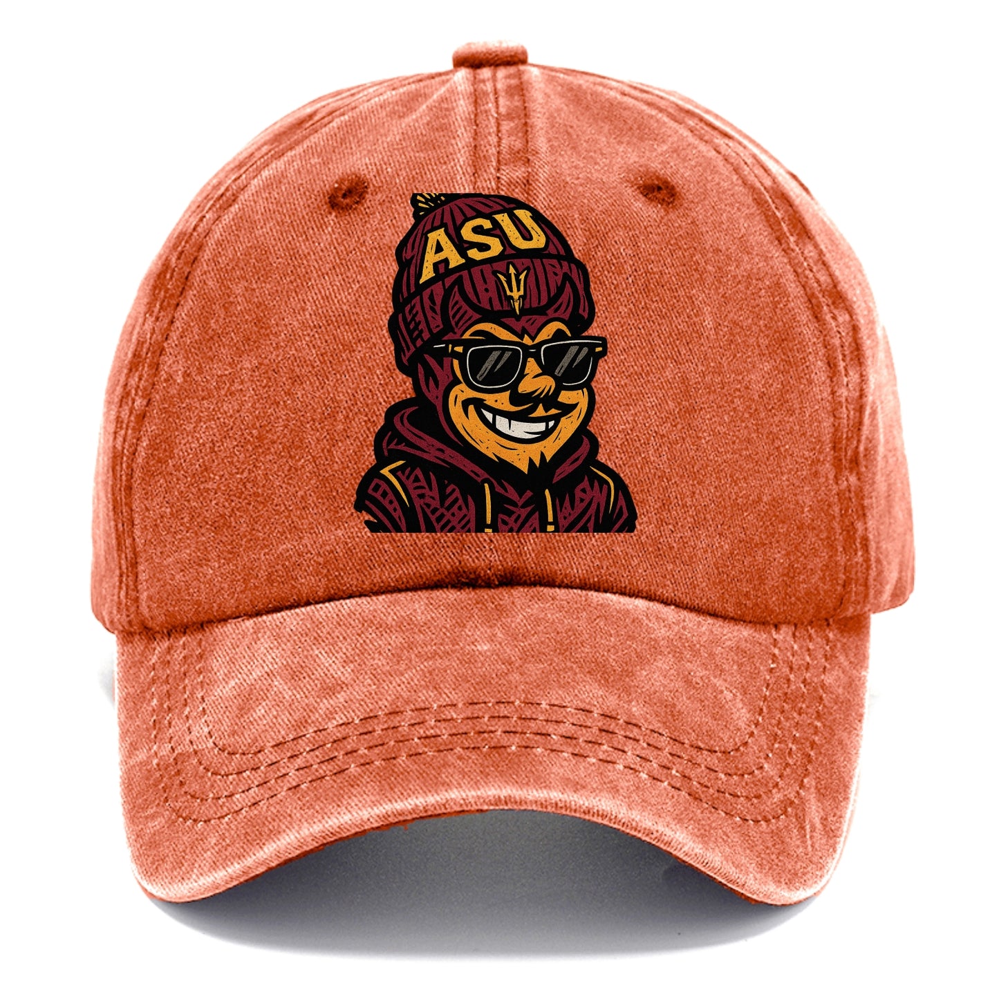Tempe Sparky wearing Arizona State beanie with fork patch - Classic Cap - Terracotta Clay(Orange)