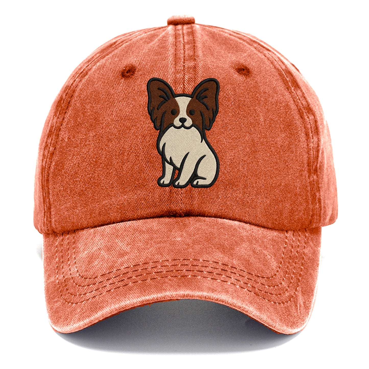 Papillon - White with brown ears sitting Classic Cap - Terracotta Clay(Orange)