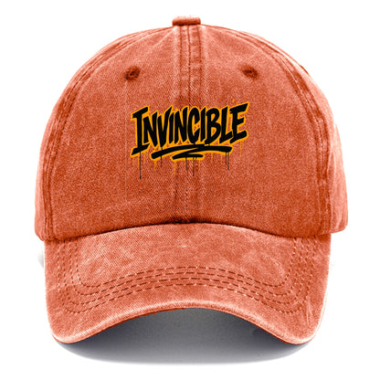 Bold typography design - "INVINCIBLE" - cannot be defeated, unconquerable - Classic Cap - Terracotta Clay(Orange)