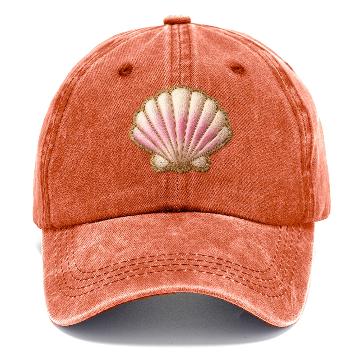 SEASHELL SCALLOP - scallop shell in cream and pink , beach - Classic Cap - Terracotta Clay(Orange)
