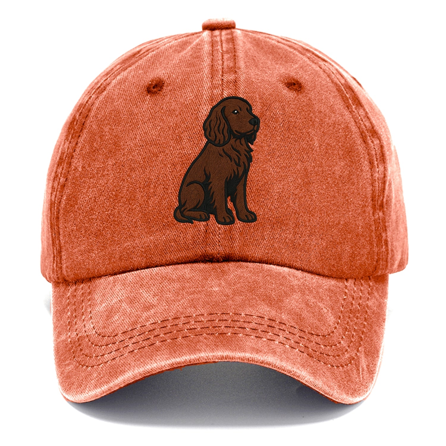 Field Spaniel - Liver colored embroidered sitting design - Classic Cap - Terracotta Clay(Orange)