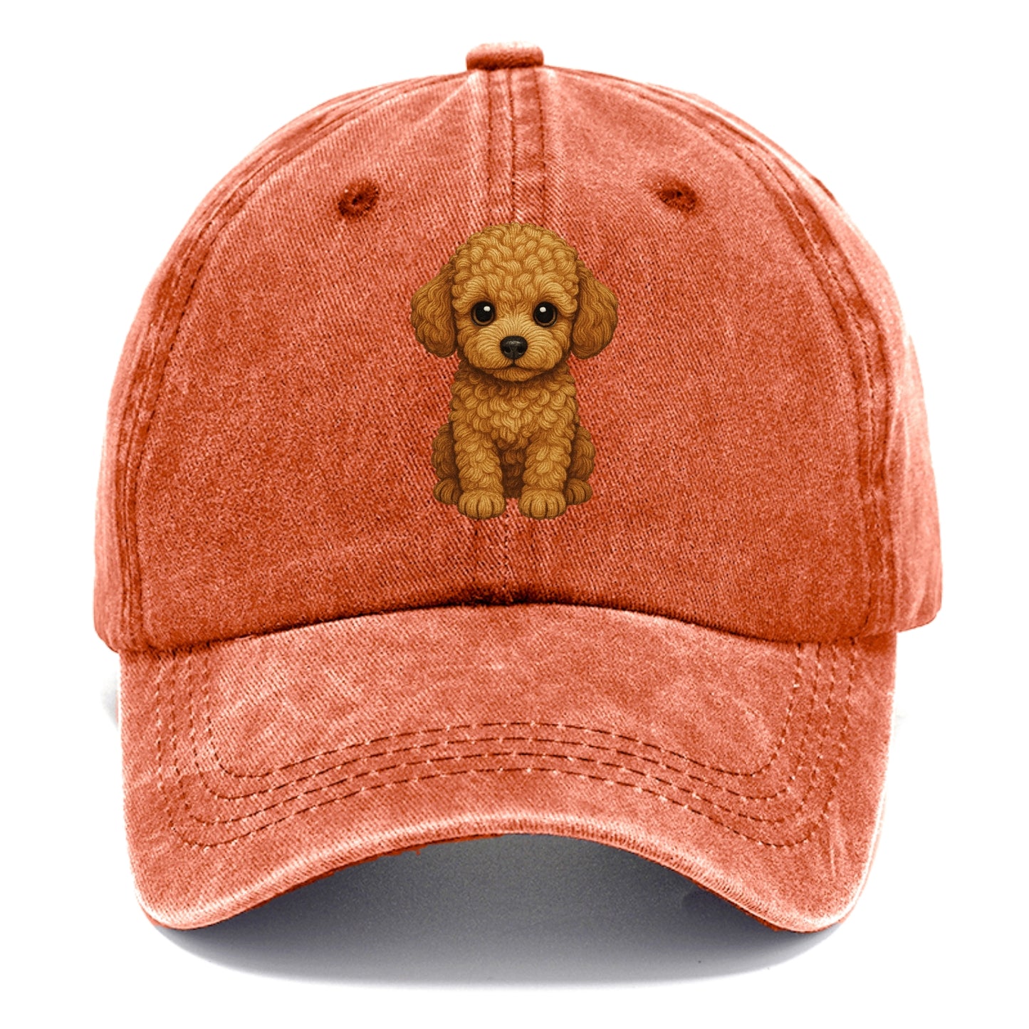 Baby Poodle Puppy - curly fluffy coat, intelligent eyes, elegant snout, front-facing, - Classic Cap - Terracotta Clay(Orange)