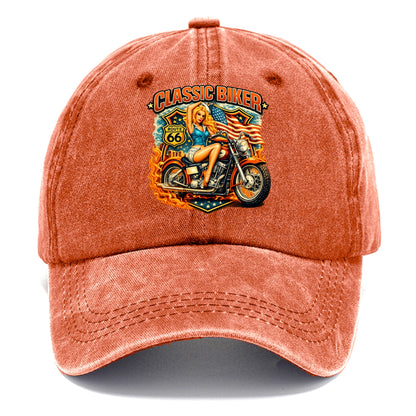 Classic Pinup Biker - Classic Cap - Terracotta Clay(Orange)