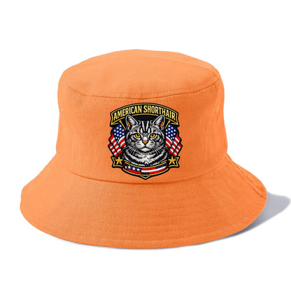 AMERICAN SHORTHAIR - classic american cat in silver tabby , all-American cat - Bucket Hat - Terracotta Clay(Orange)