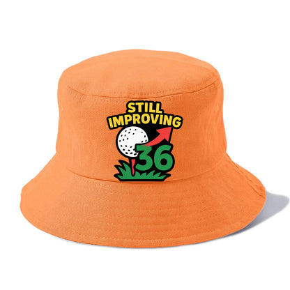 Handicap number getting higher with arrow - "Still Improving" - optimistic handicap - Bucket Hat - Terracotta Clay(Orange)