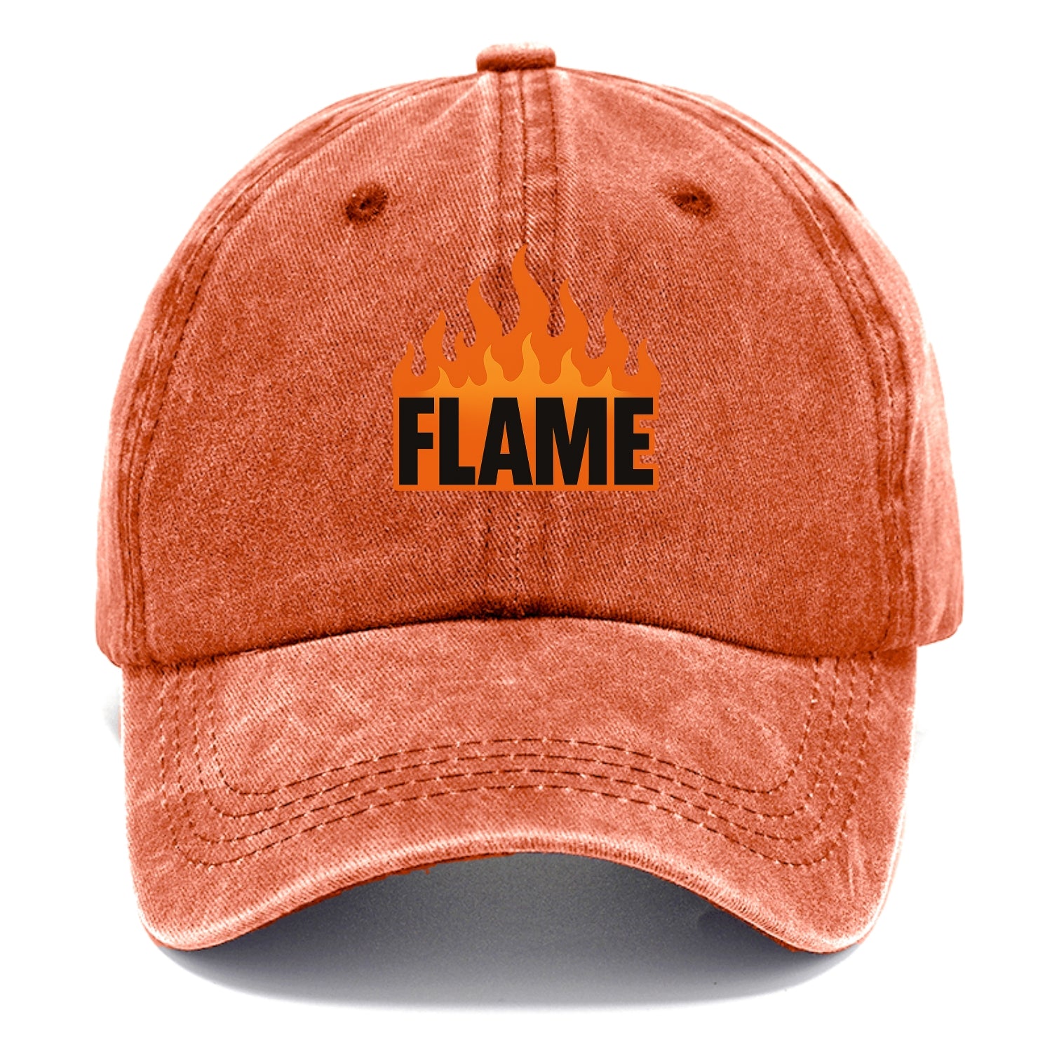 Bold typography design - "FLAME" - burning bright, passionate - Classic Cap - Terracotta Clay(Orange)