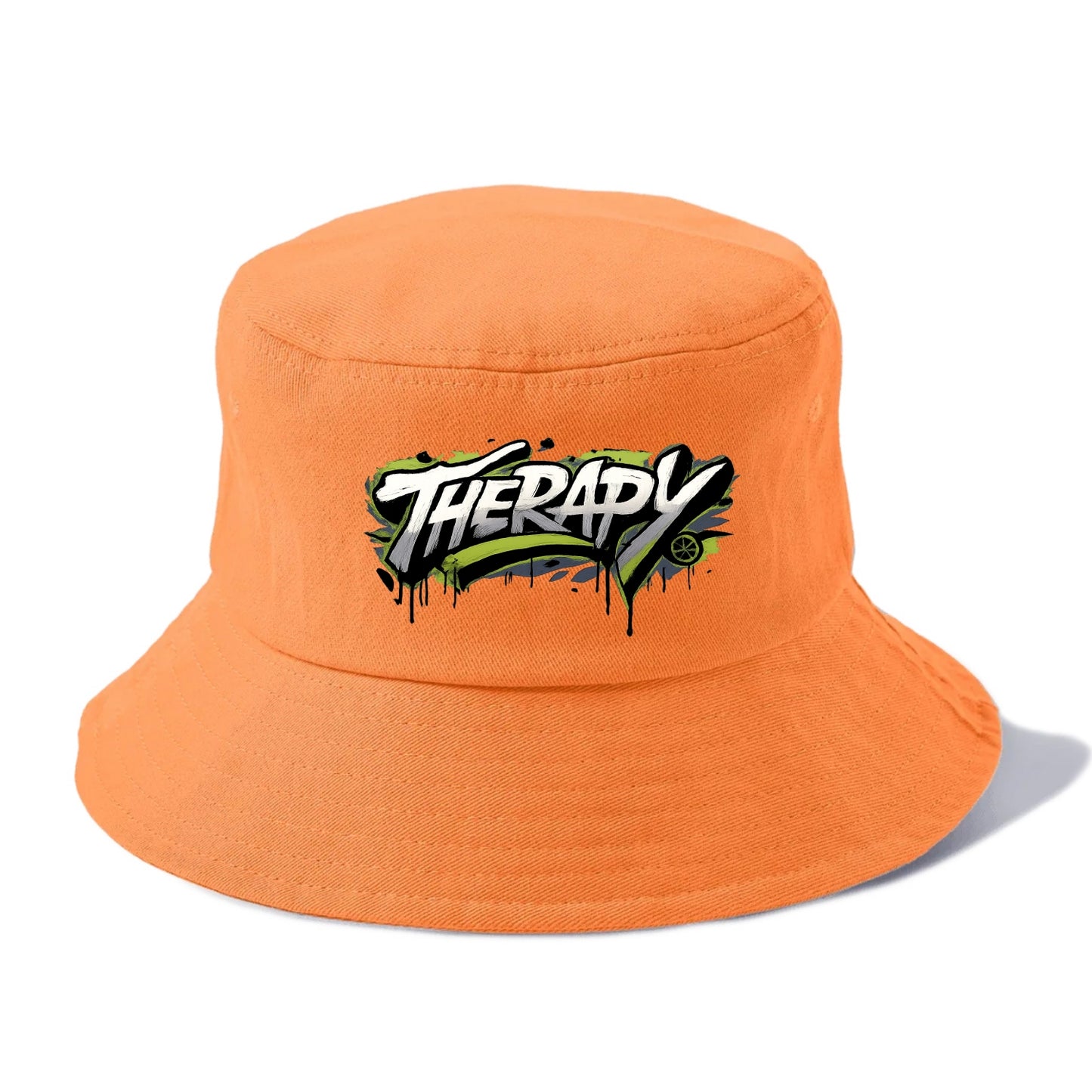 Bold typography design - "THERAPY" - mental health, getting help - Bucket Hat - Terracotta Clay(Orange)