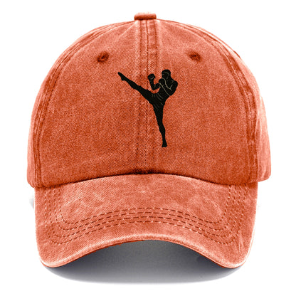 Kickboxer delivering roundhouse kick - Classic Cap - Terracotta Clay(Orange)