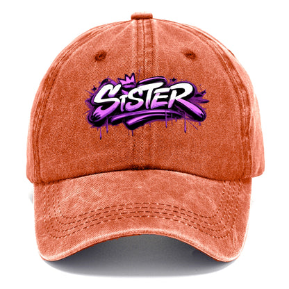 Bold typography design - "SISTER" - female bond, sisterhood - Classic Cap - Terracotta Clay(Orange)