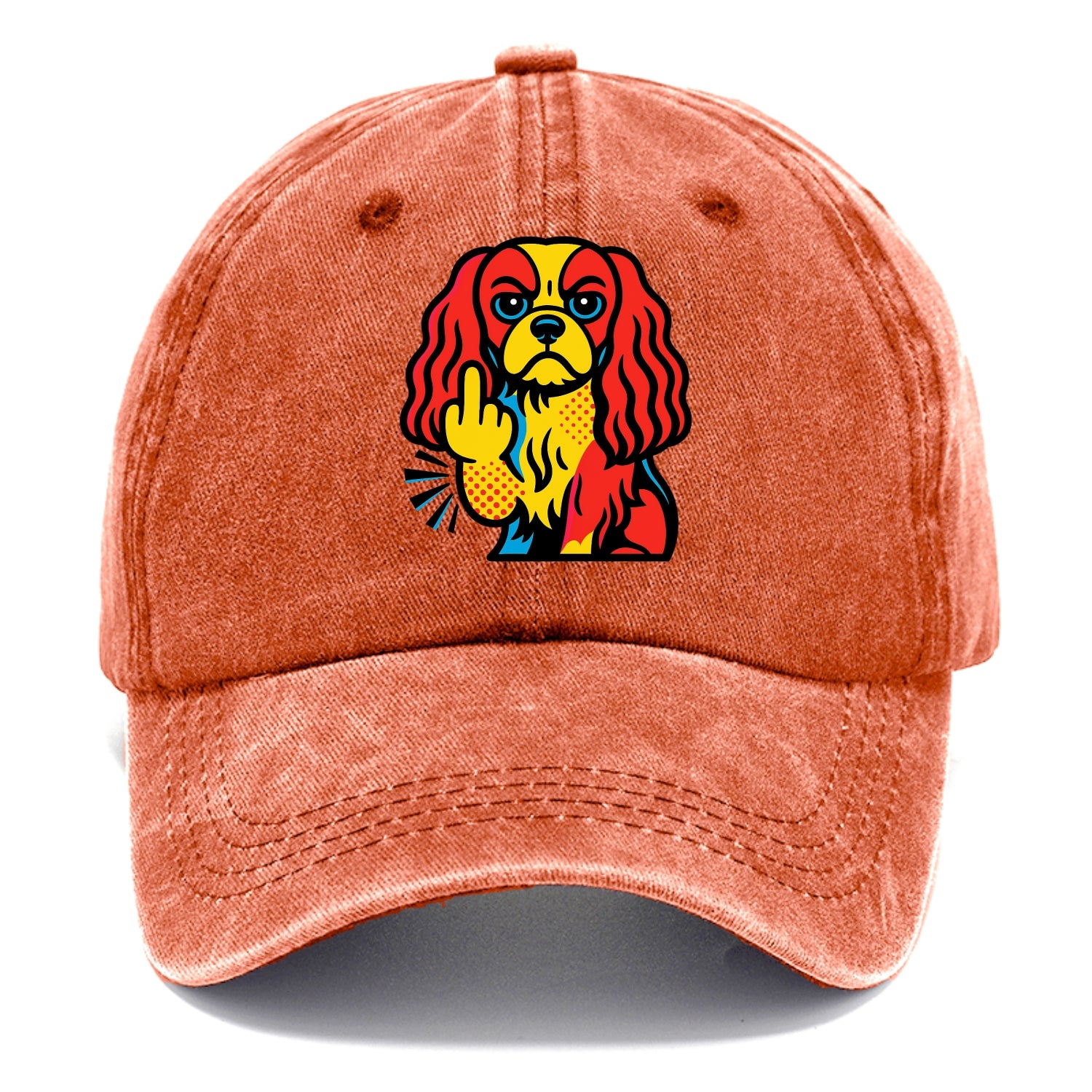 Cavalier King Charles Spaniel with long ears, regal paw giving finger - Classic Cap - Terracotta Clay(Orange)
