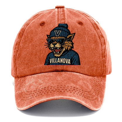 Villanova Wildcat wearing Villanova beanie with V patch - Classic Cap - Terracotta Clay(Orange)