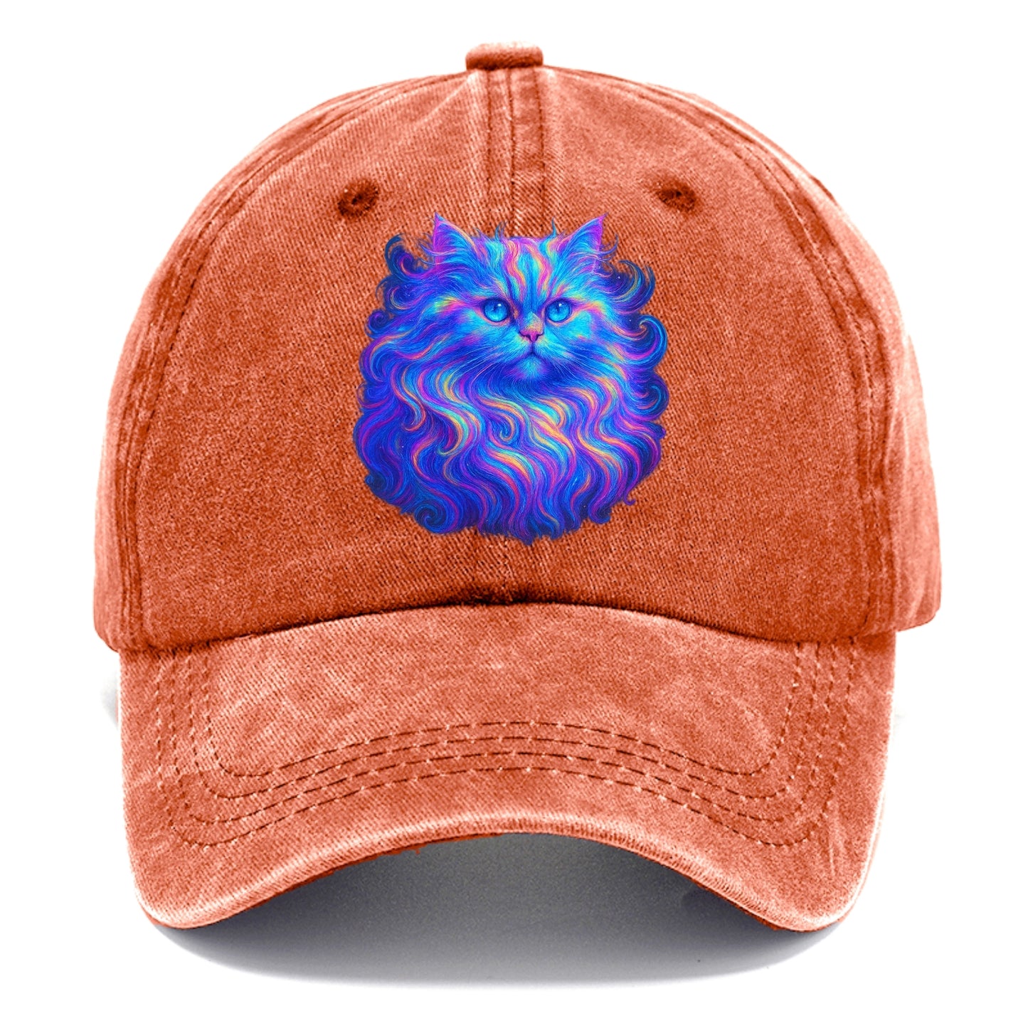 Luxurious Persian cat with flowing fur that refracts into rainbow prisms, soft pastel - Classic Cap - Terracotta Clay(Orange)