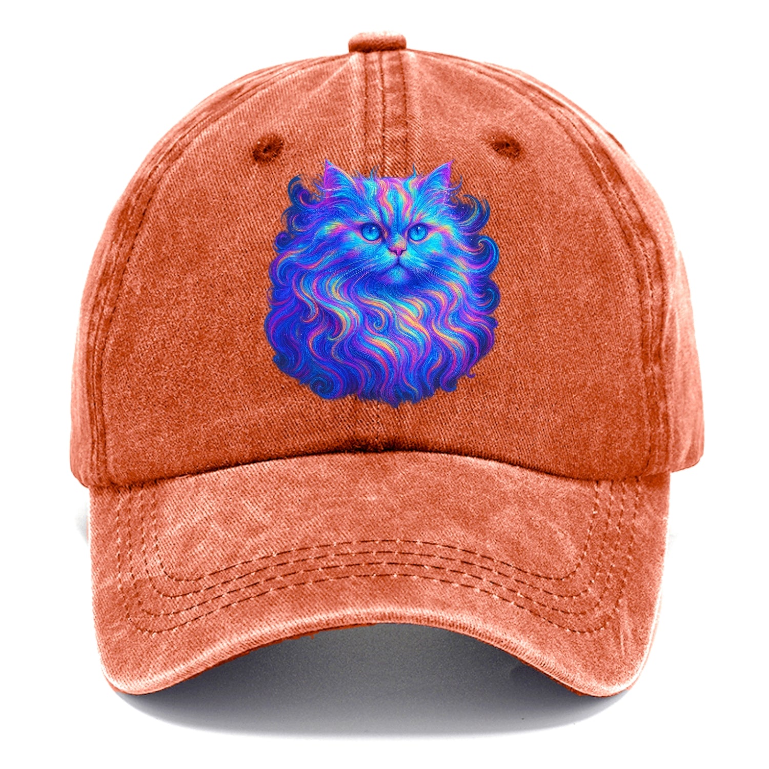 Luxurious Persian cat with flowing fur that refracts into rainbow prisms, soft pastel - Classic Cap - Terracotta Clay(Orange)