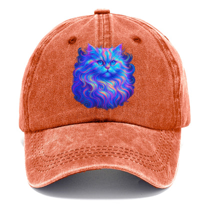 Luxurious Persian cat with flowing fur that refracts into rainbow prisms, soft pastel - Classic Cap - Terracotta Clay(Orange)
