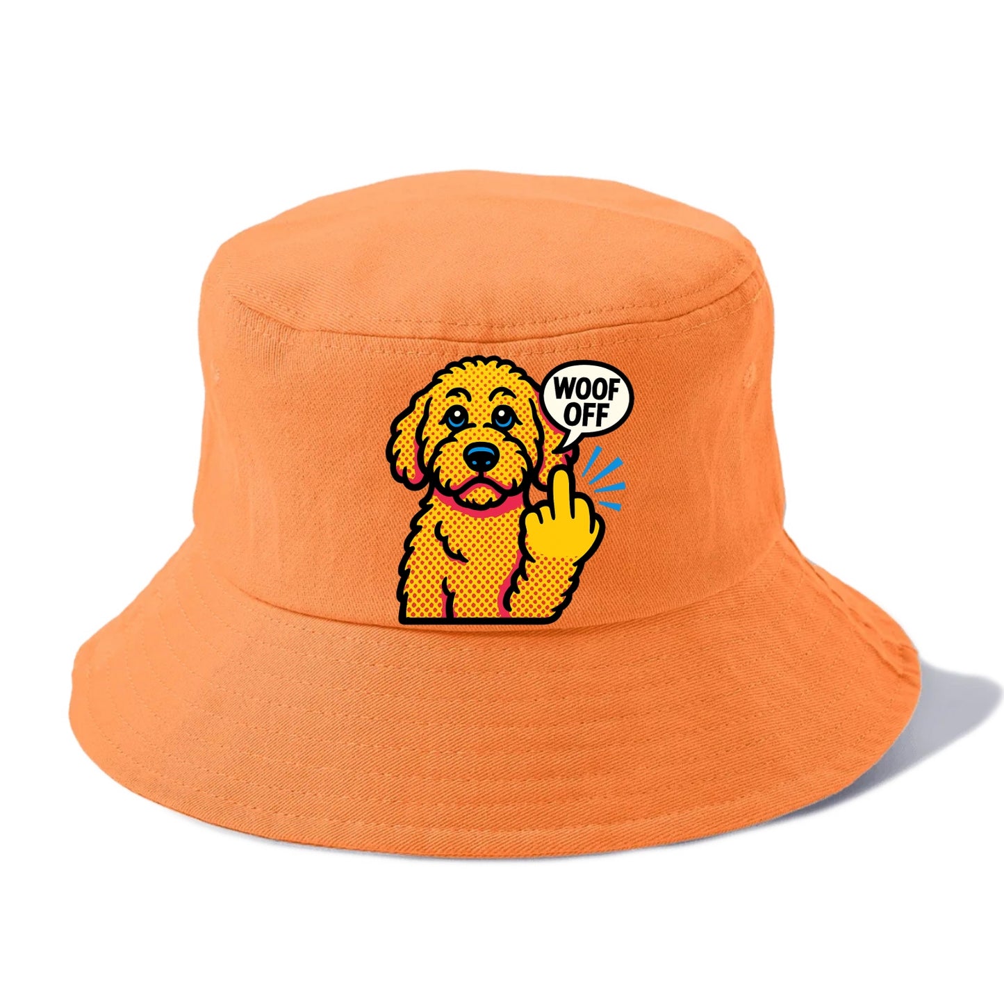 Goldendoodle with teddy bear face and curly golden coat, friendly paw flipping off - Bucket Hat - Terracotta Clay(Orange)