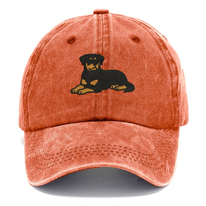 Rottweiler - Black and tan relaxed lying Classic Cap - Terracotta Clay(Orange)