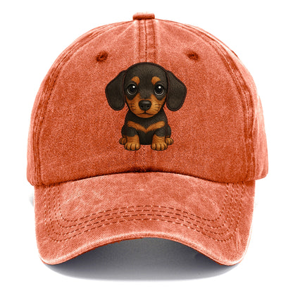 Baby Dachshund Puppy - long body, short legs, floppy ears, curious eyes, - Classic Cap - Terracotta Clay(Orange)