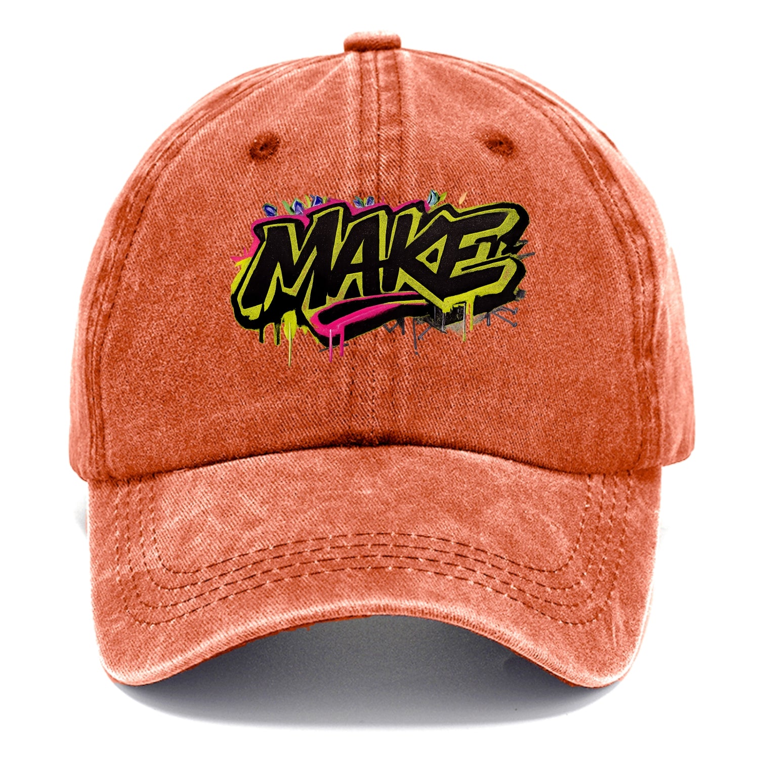 Bold typography design - "MAKE" - creating, producing, doing - Classic Cap - Terracotta Clay(Orange)