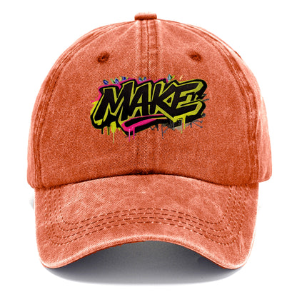 Bold typography design - "MAKE" - creating, producing, doing - Classic Cap - Terracotta Clay(Orange)