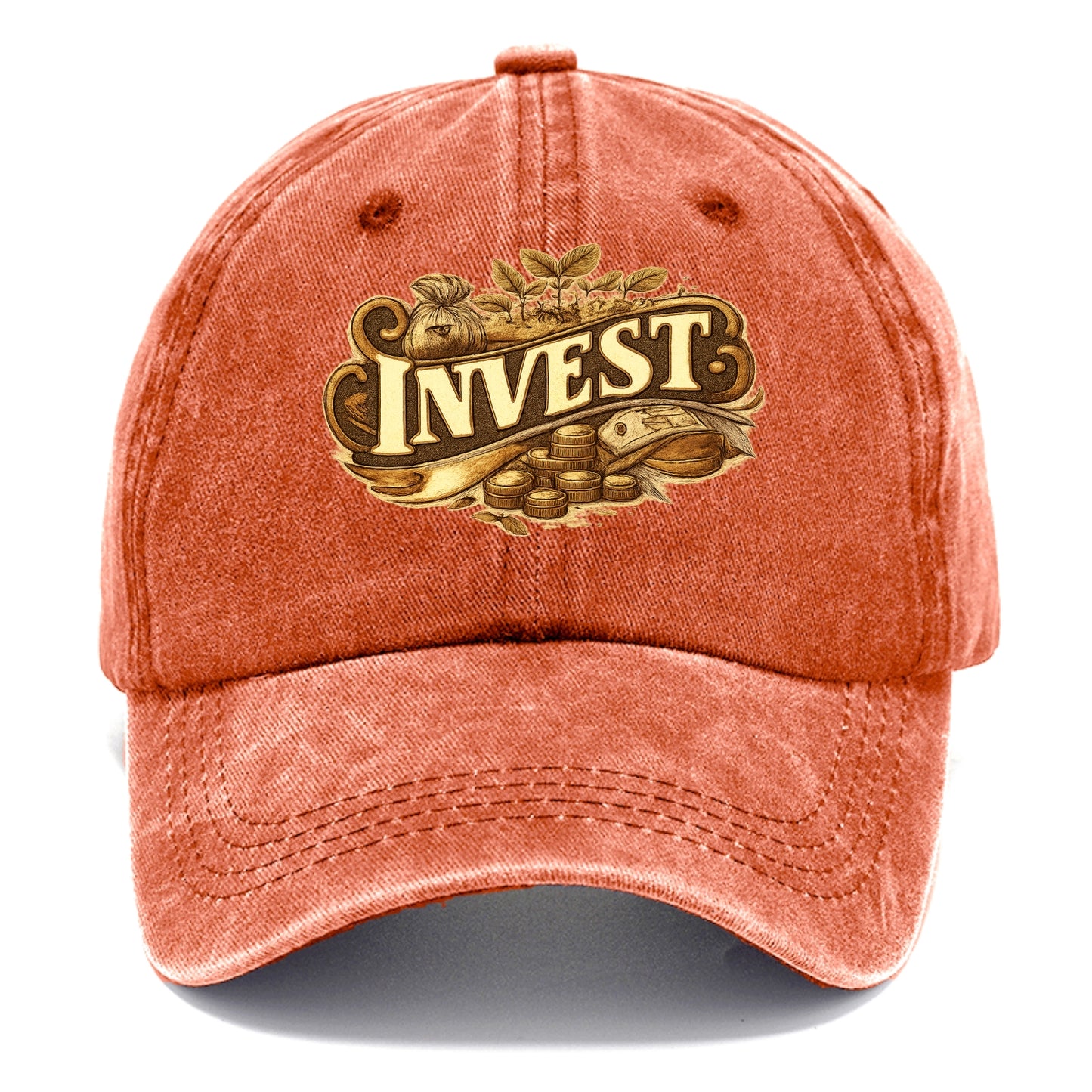 Bold typography design - "INVEST" - growing money, smart decisions - Classic Cap - Terracotta Clay(Orange)