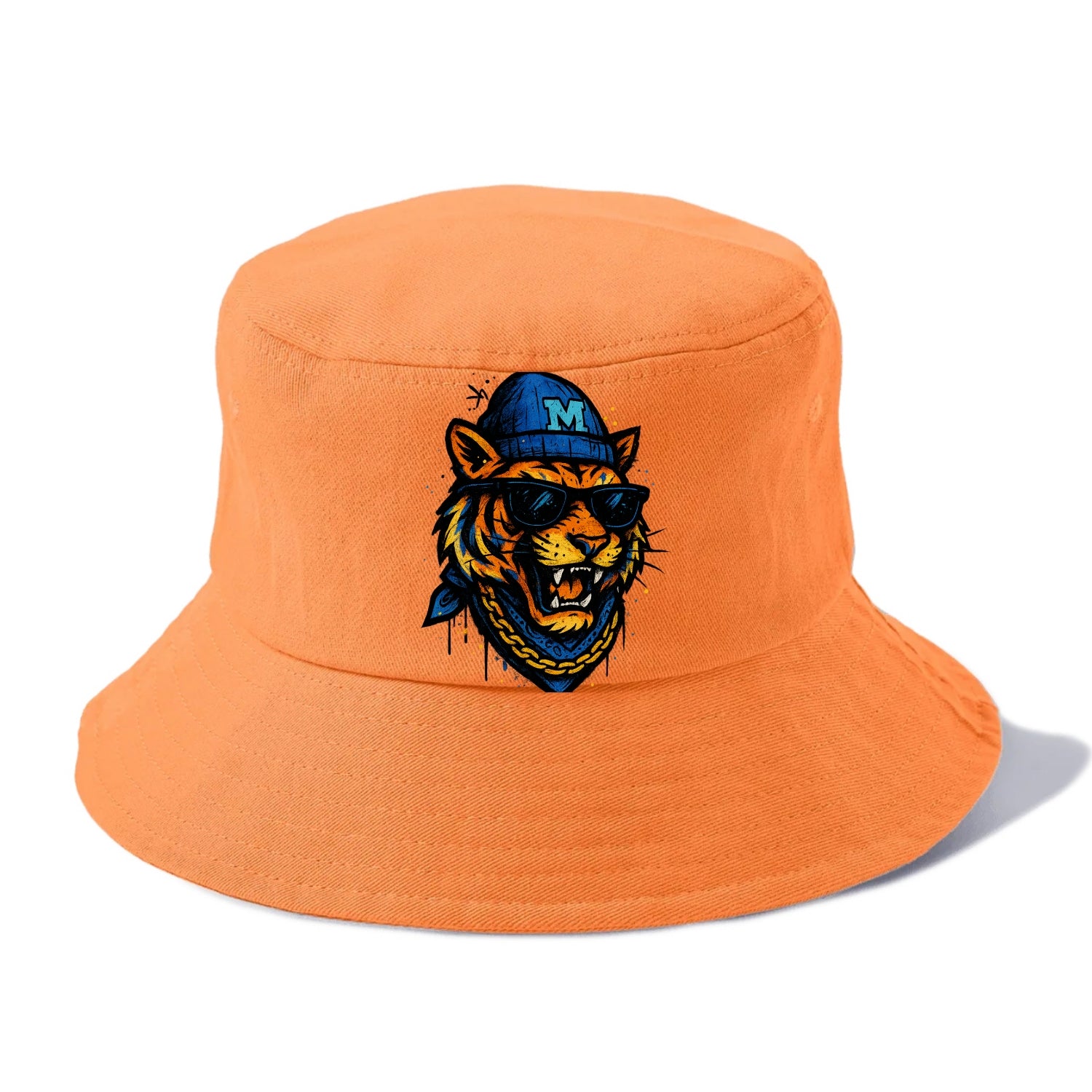 Memphis Tiger wearing Memphis beanie with M patch - Bucket Hat - Terracotta Clay(Orange)