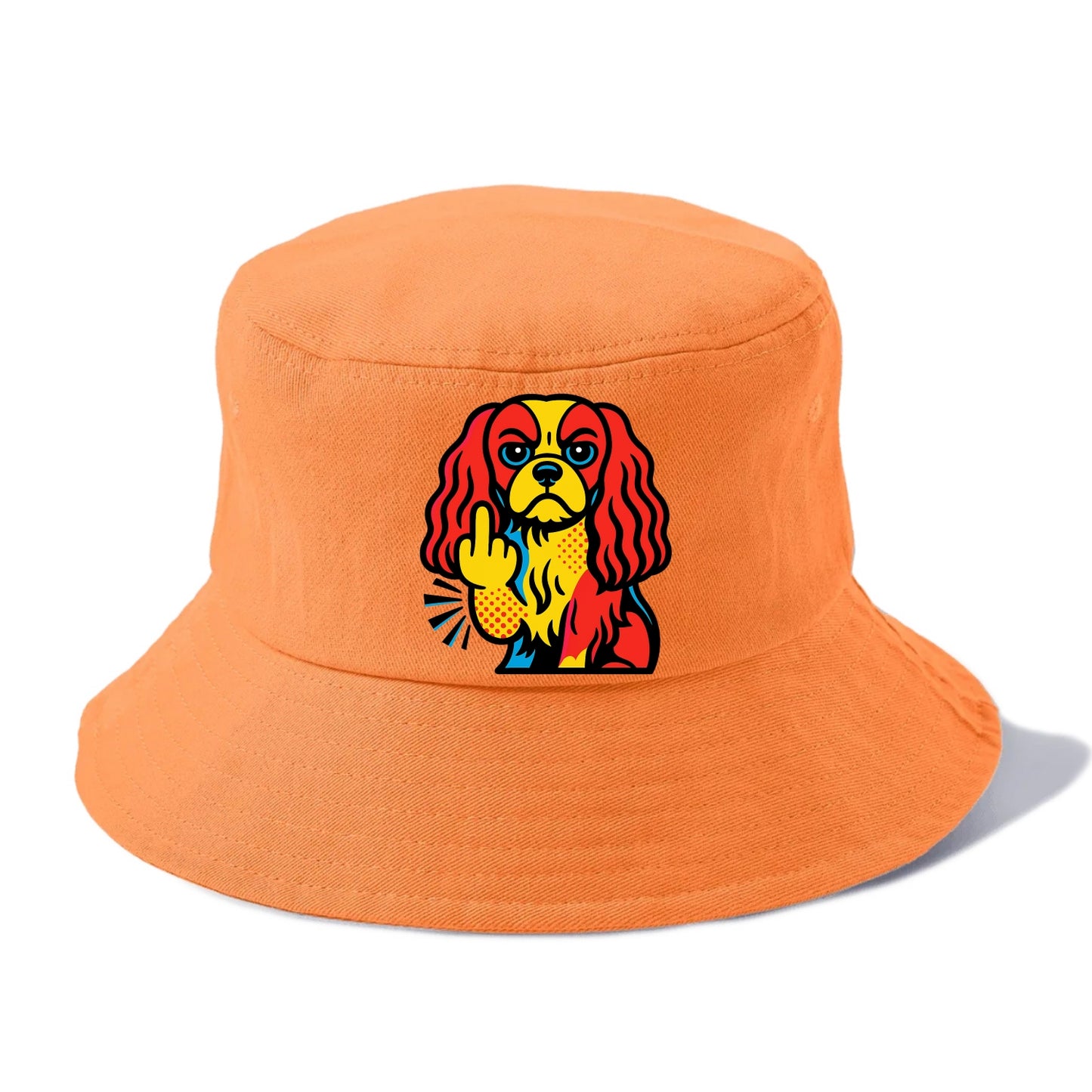 Cavalier King Charles Spaniel with long ears, regal paw giving finger - Bucket Hat - Terracotta Clay(Orange)