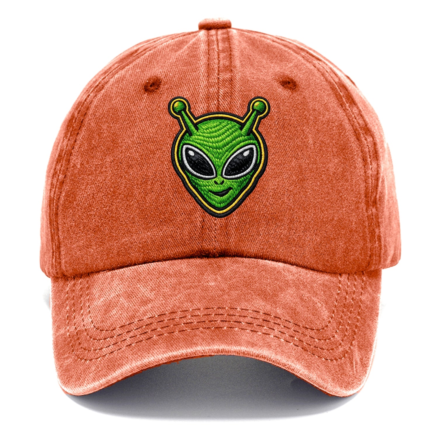 ALIEN MARTIAN - green alien with antenna in green , little green man - Classic Cap - Terracotta Clay(Orange)