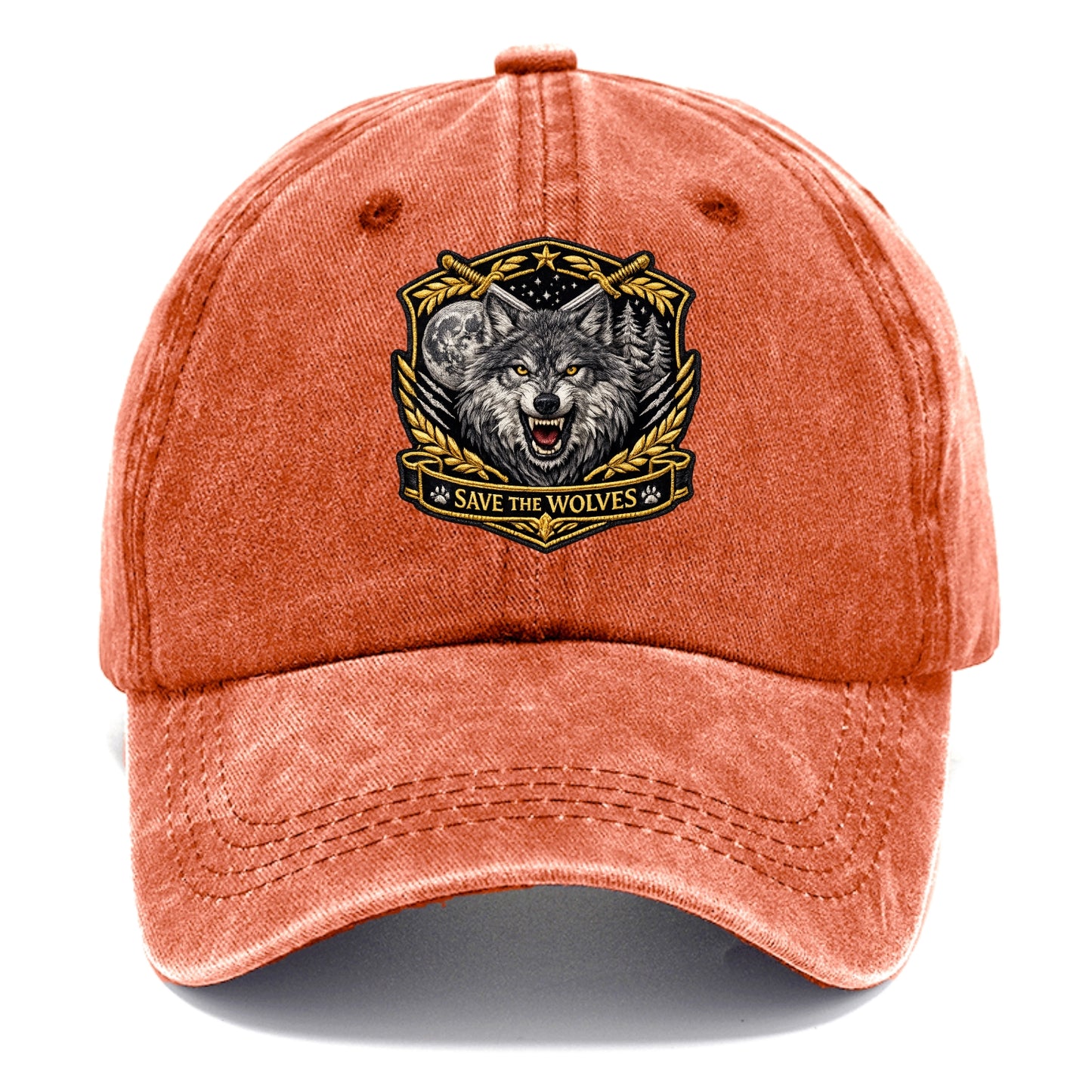 SAVE THE WOLVES - wolf moon in gray , predator protection - Classic Cap - Terracotta Clay(Orange)