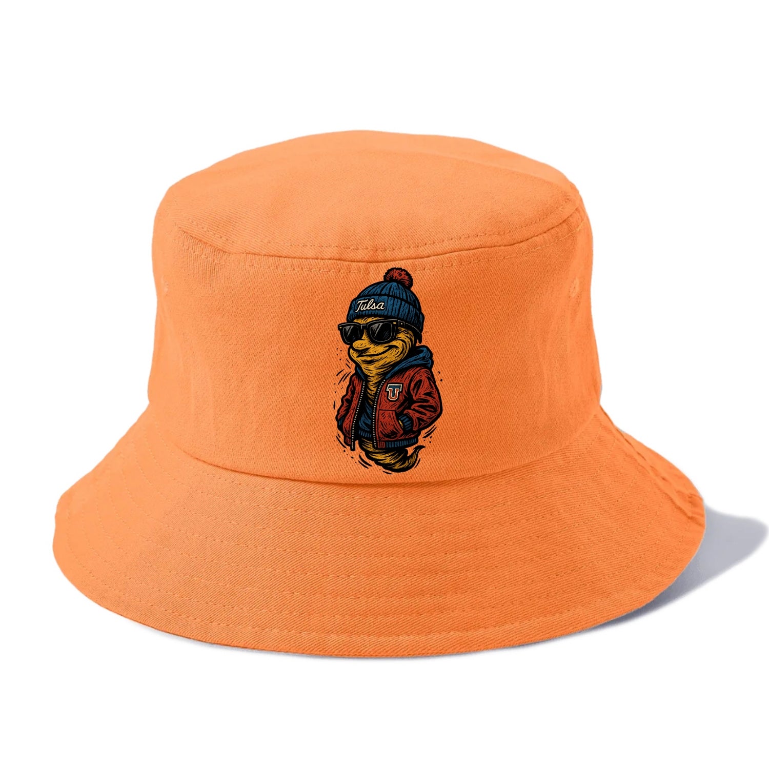 Tulsa Hurricane wearing Tulsa beanie with TU patch - Bucket Hat - Terracotta Clay(Orange)