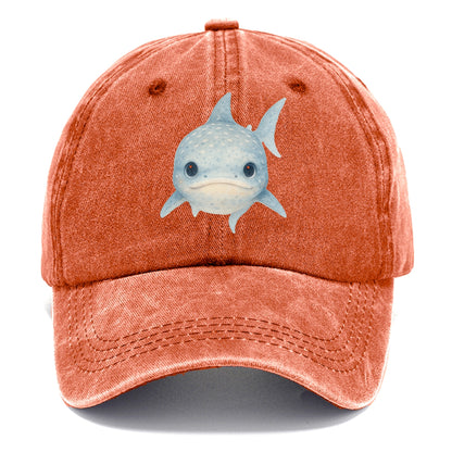 Baby Whale Shark - spotted blue-gray, wide mouth closed, tiny eyes, front-facing, - Classic Cap - Terracotta Clay(Orange)