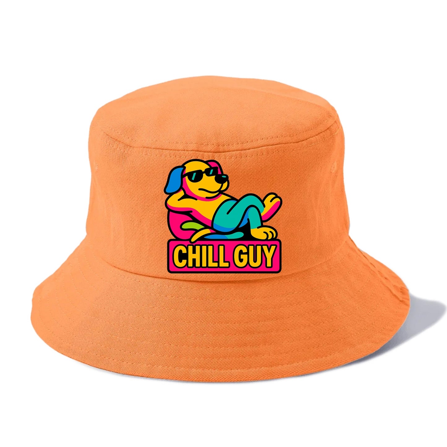 Super relaxed dog character lounging unbothered - "Chill Guy" meme energy, laid back - Bucket Hat - Terracotta Clay(Orange)