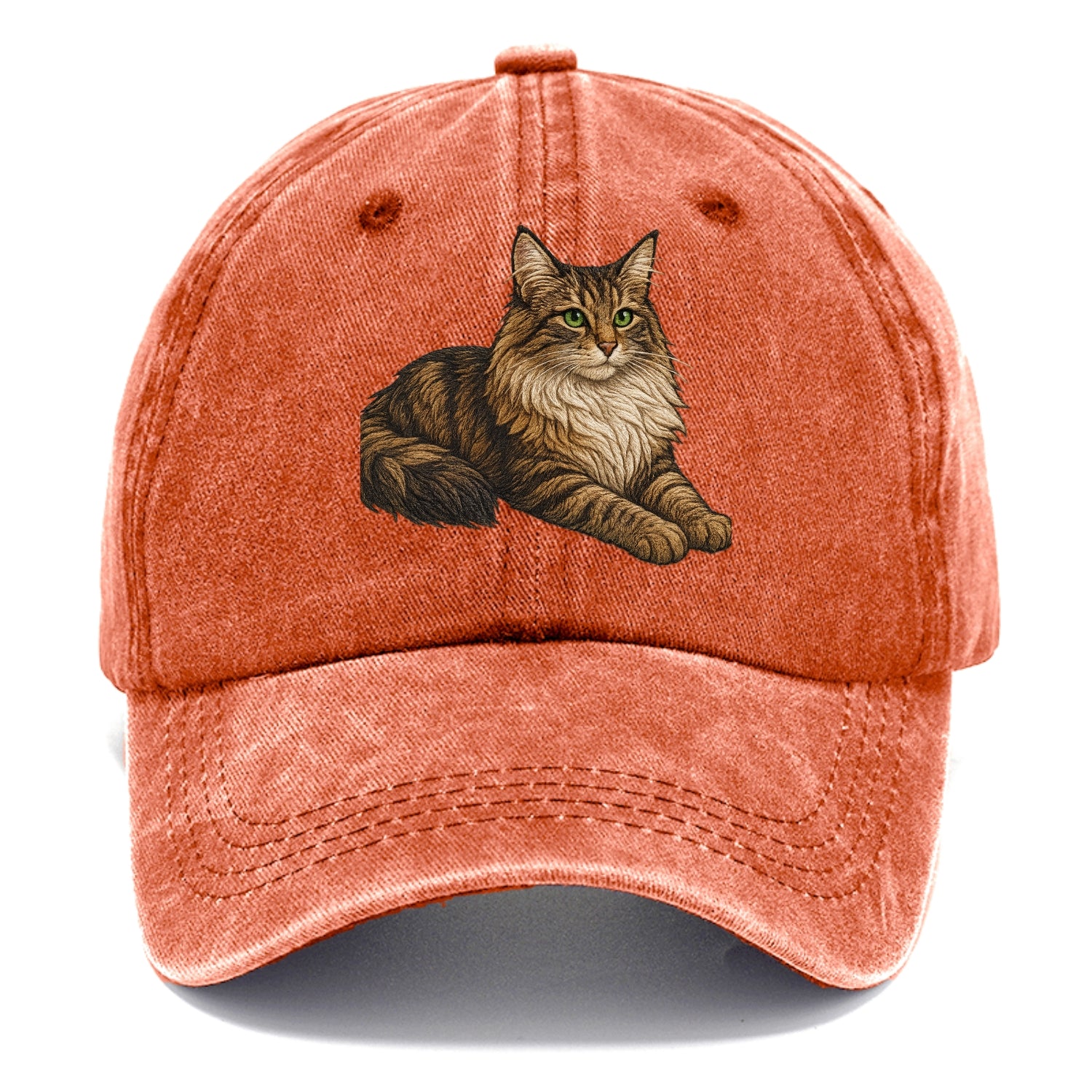 Norwegian Forest Cat  relaxed lying down Classic Cap - Terracotta Clay(Orange)