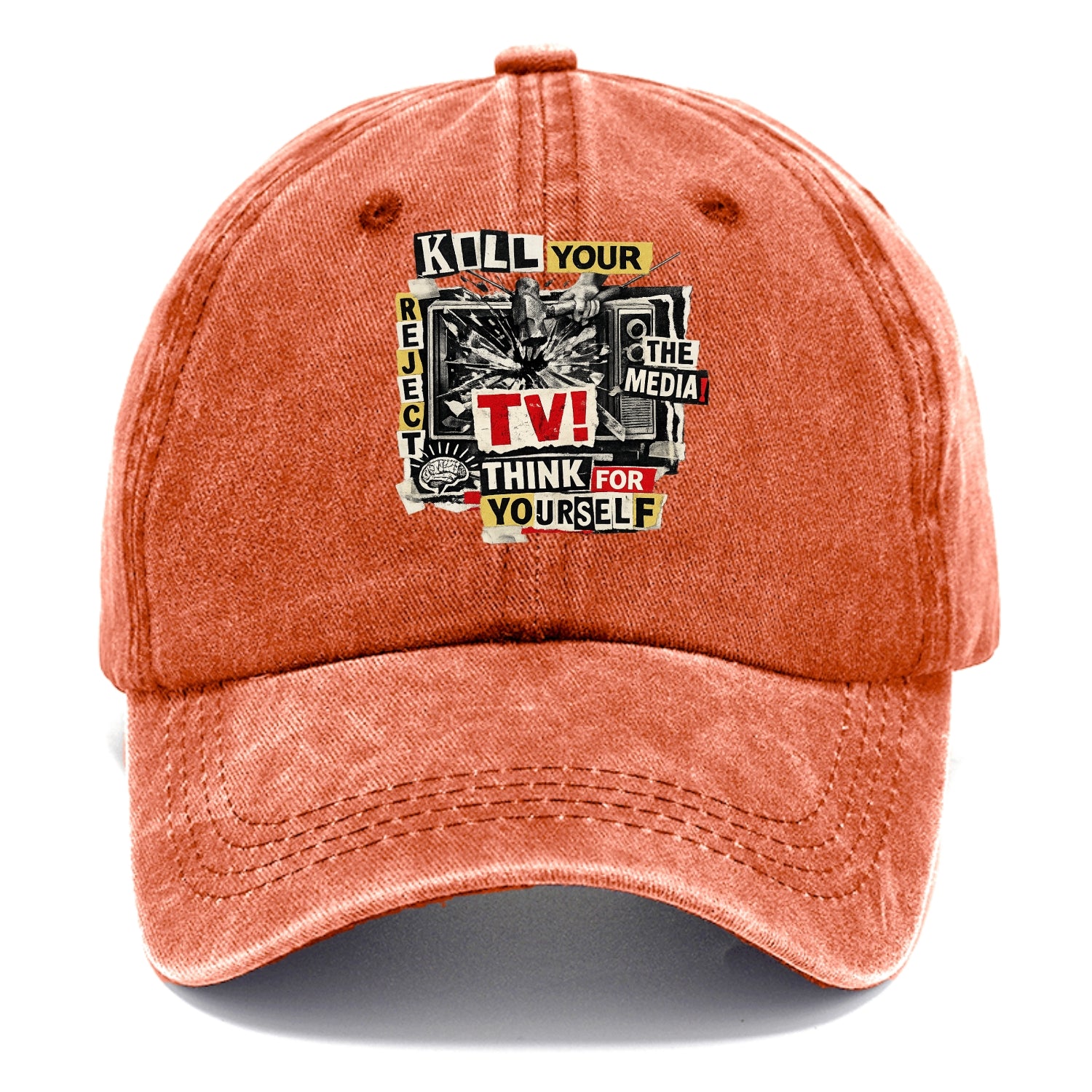KILL YOUR TV | Smashed television | Reject media | Think for yourself | Analog - Classic Cap - Terracotta Clay(Orange)