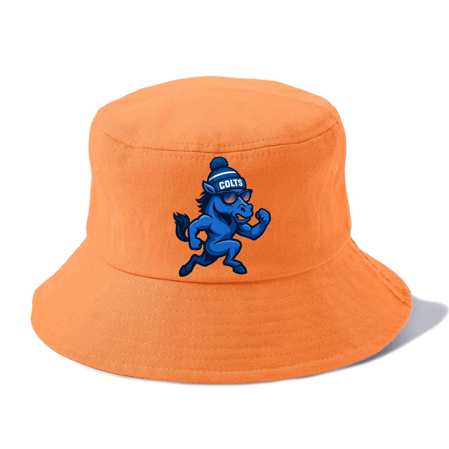 Indianapolis Colt Horse wearing Colts blue and white beanie with pom pom and wayfarer - Bucket Hat - Terracotta Clay(Orange)