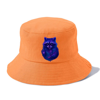 Playful raccoon with mask swirling in hypnotic patterns, neon purple and green fur - Bucket Hat - Terracotta Clay(Orange)