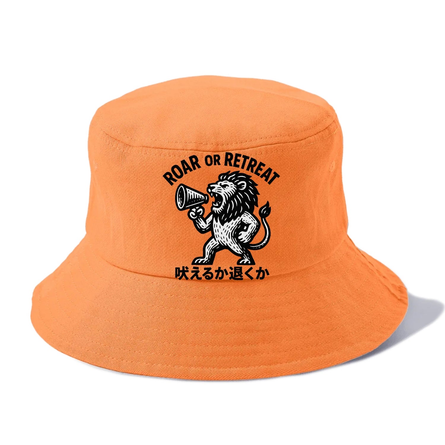 Roar or Retreat - Lion shouting into vin Bucket Hat - Terracotta Clay(Orange)